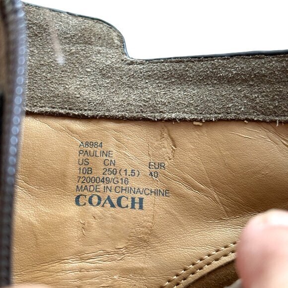 COACH Womens Taupe Bootie Pauline Size‎ 9 M Leather Ankle Boots Suede Strappy - Picture 13 of 16